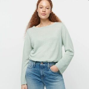 J crew relaxed fit linen crewneck sweater mint